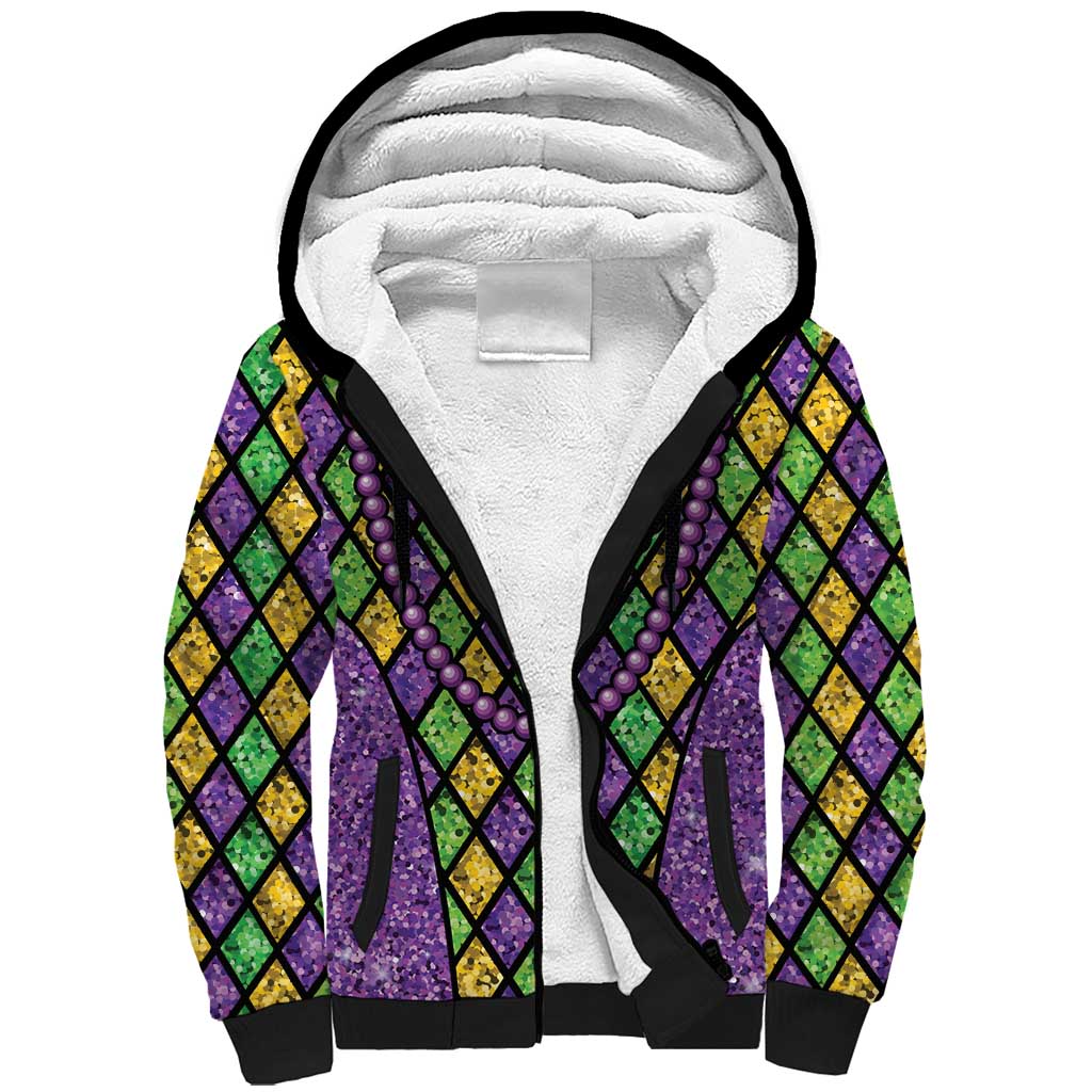 Mardi Gras Strings of Beads Sherpa Hoodie - Wonder Print Shop