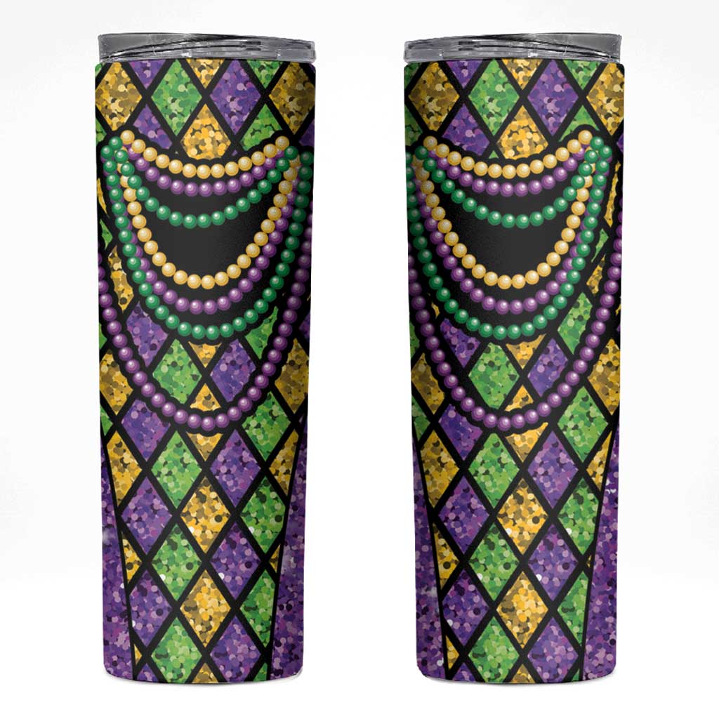 Mardi Gras Strings of Beads Skinny Tumbler - Wonder Print Shop