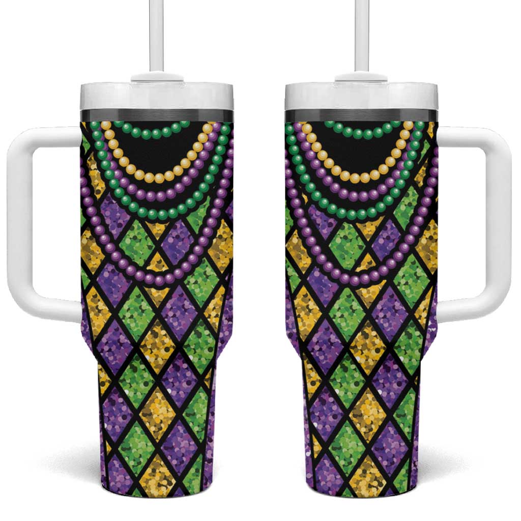 Mardi Gras Strings of Beads Tumbler With Handle - Wonder Print Shop