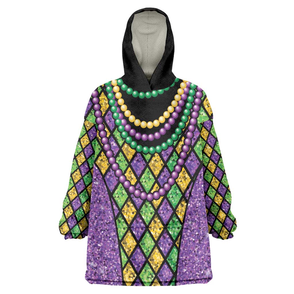 Mardi Gras Strings of Beads Wearable Blanket Hoodie