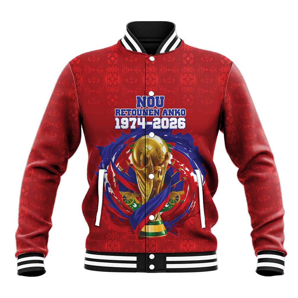 Custom Haiti Grenadye Alaso Baseball Jacket Red Nou Retounen Anko 1974-2026 - Wonder Print Shop