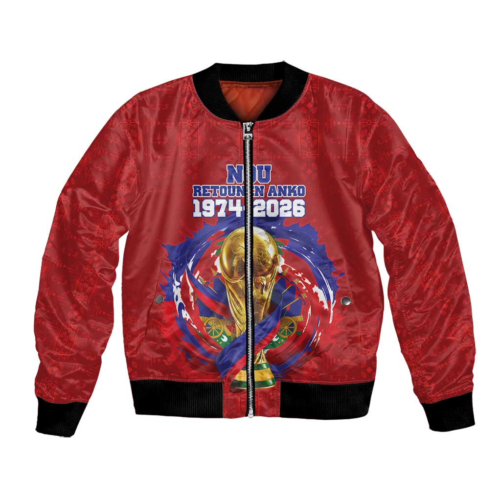 Custom Haiti Grenadye Alaso Bomber Jacket Red Nou Retounen Anko 1974-2026 - Wonder Print Shop