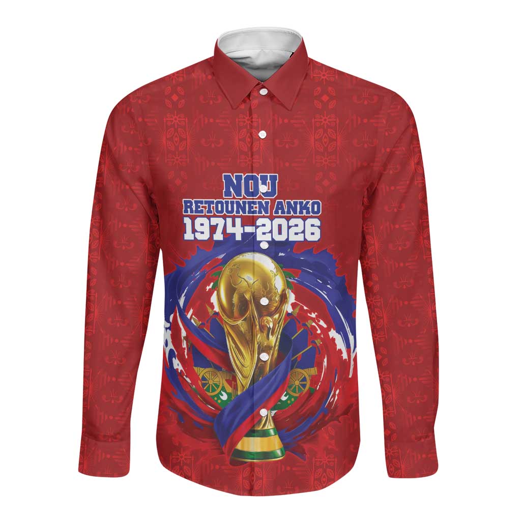 Custom Haiti Grenadye Alaso Long Sleeve Button Shirt Red Nou Retounen Anko 1974-2026 - Wonder Print Shop