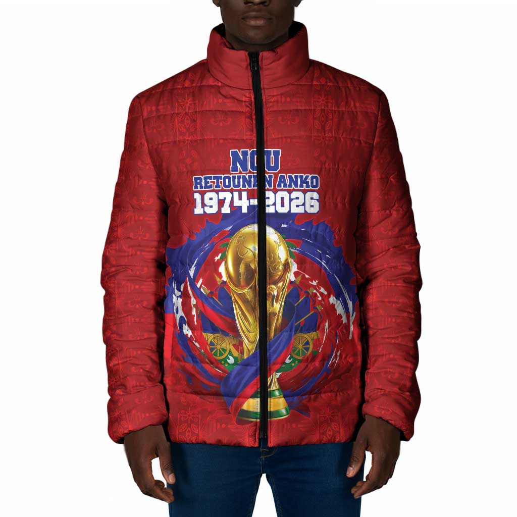 Custom Haiti Grenadye Alaso Padded Jacket Red Nou Retounen Anko 1974-2026 - Wonder Print Shop