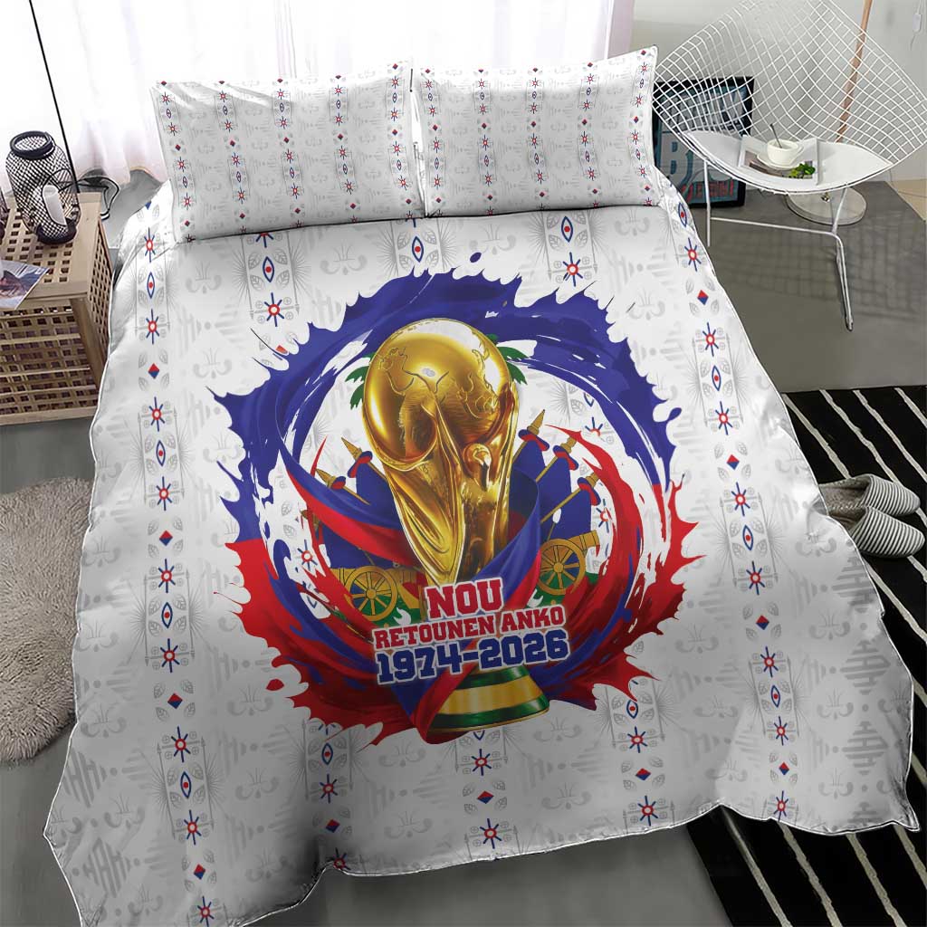 Haiti Grenadye Alaso Bedding Set White Nou Retounen Anko 1974-2026 - Wonder Print Shop