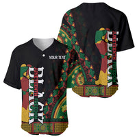 Black baseball jersey set showing front and back with Africa Juneteenth freedom pattern
