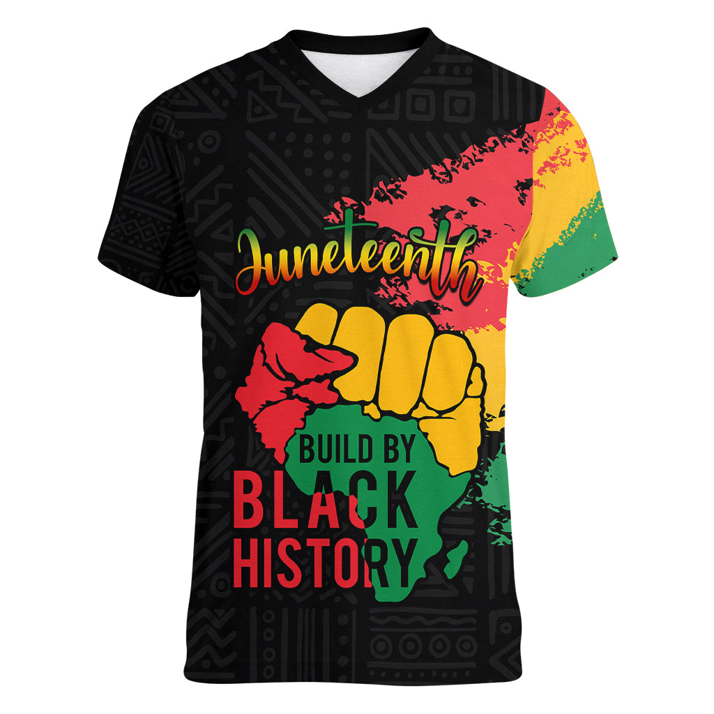 Juneteenth Women V Neck T Shirt Black Independence Day Black History - Wonder Print Shop