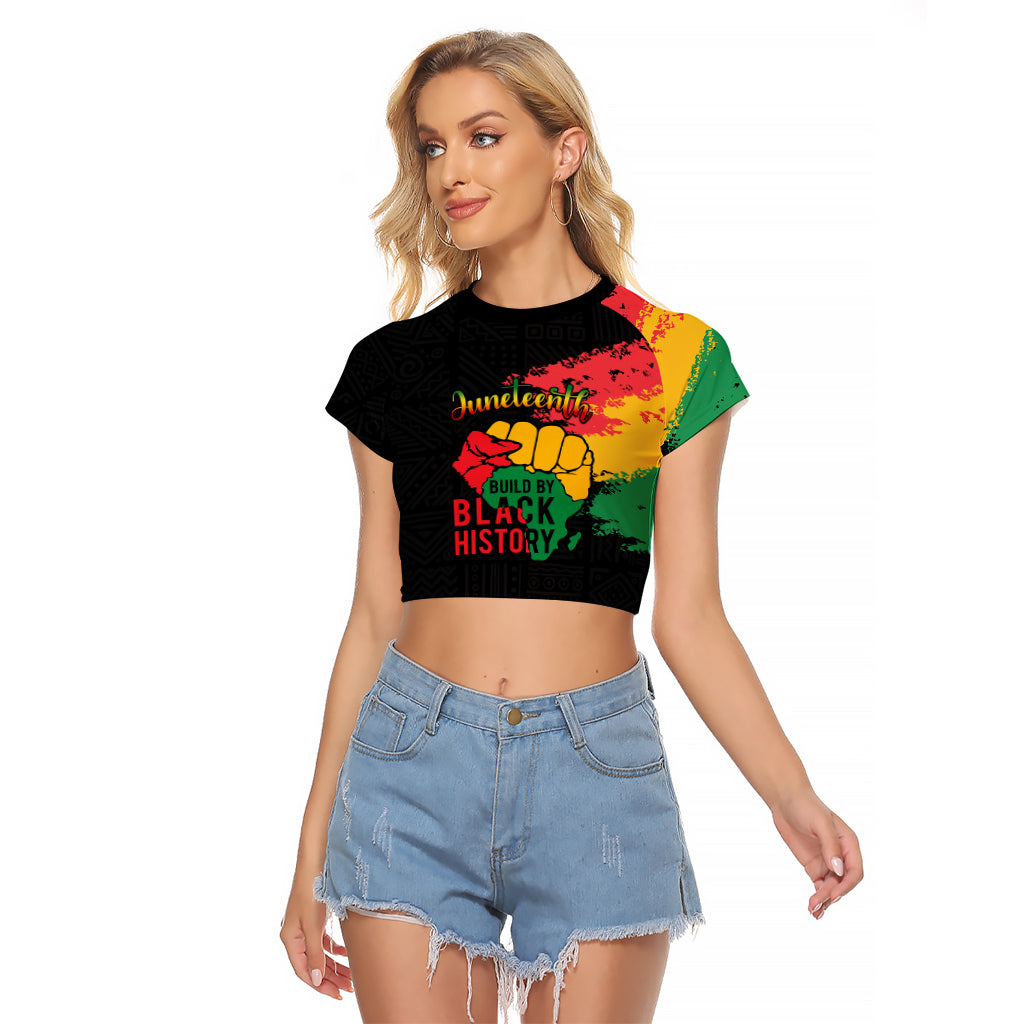 Custom Juneteenth Raglan Cropped T Shirt Black Independence Day Black History - Wonder Print Shop