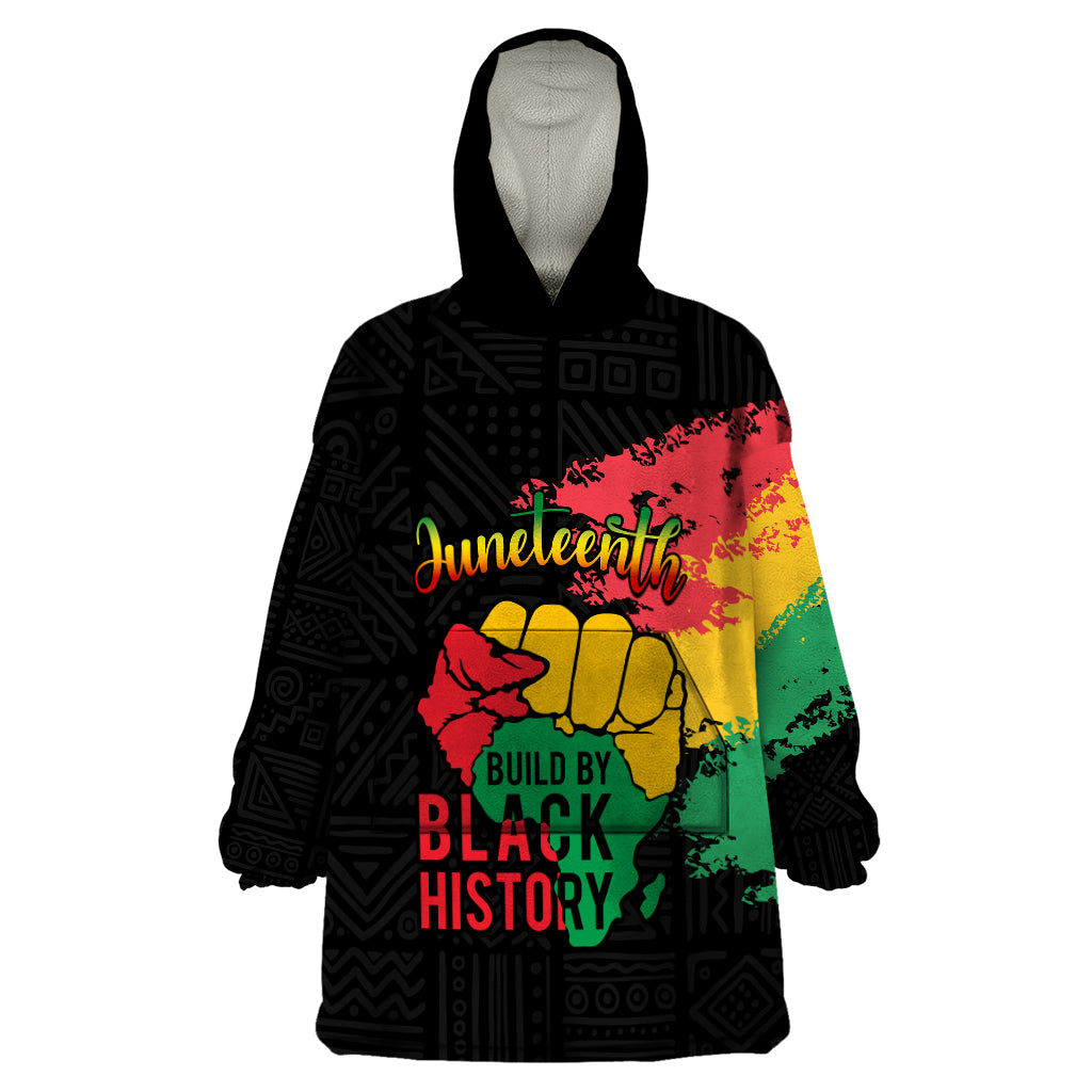 Custom Juneteenth Wearable Blanket Hoodie Black Independence Day Black History - Wonder Print Shop