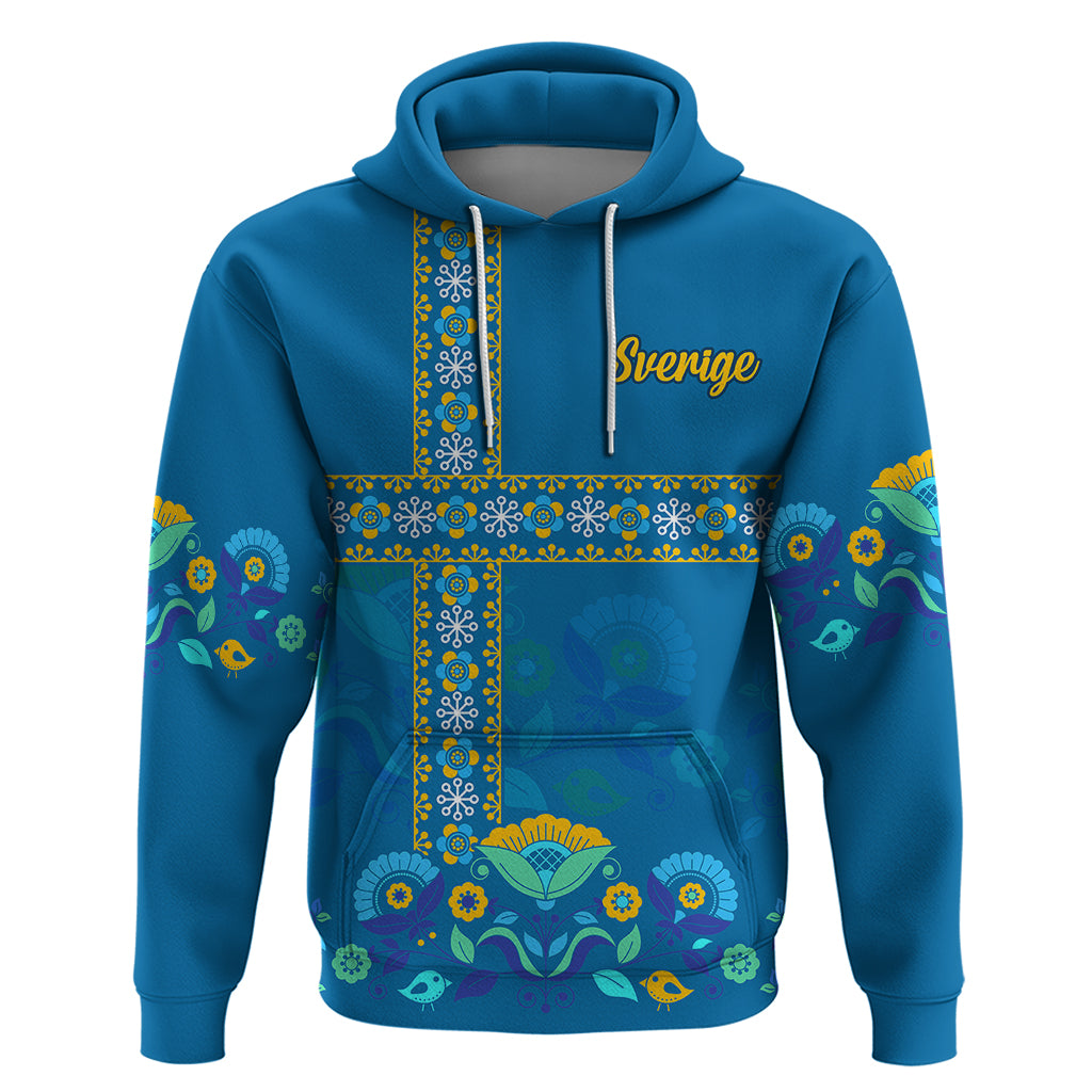 Sweden Hoodie Konungariket Sverige Scandinavian Pattern - Wonder Print Shop