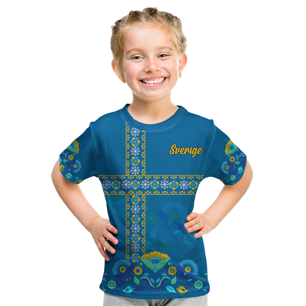 Sweden Kid T Shirt Konungariket Sverige Scandinavian Pattern - Wonder Print Shop