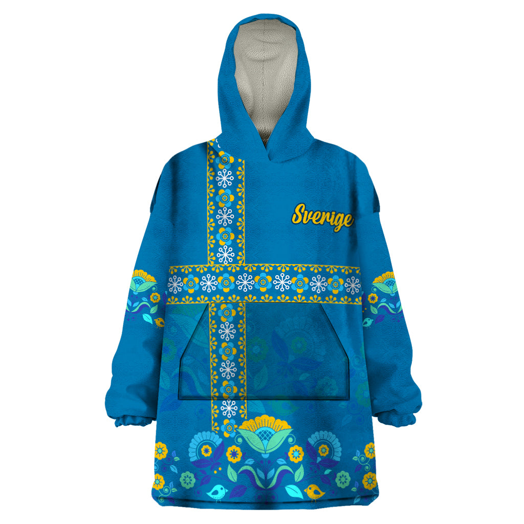 Sweden Wearable Blanket Hoodie Konungariket Sverige Scandinavian Pattern - Wonder Print Shop