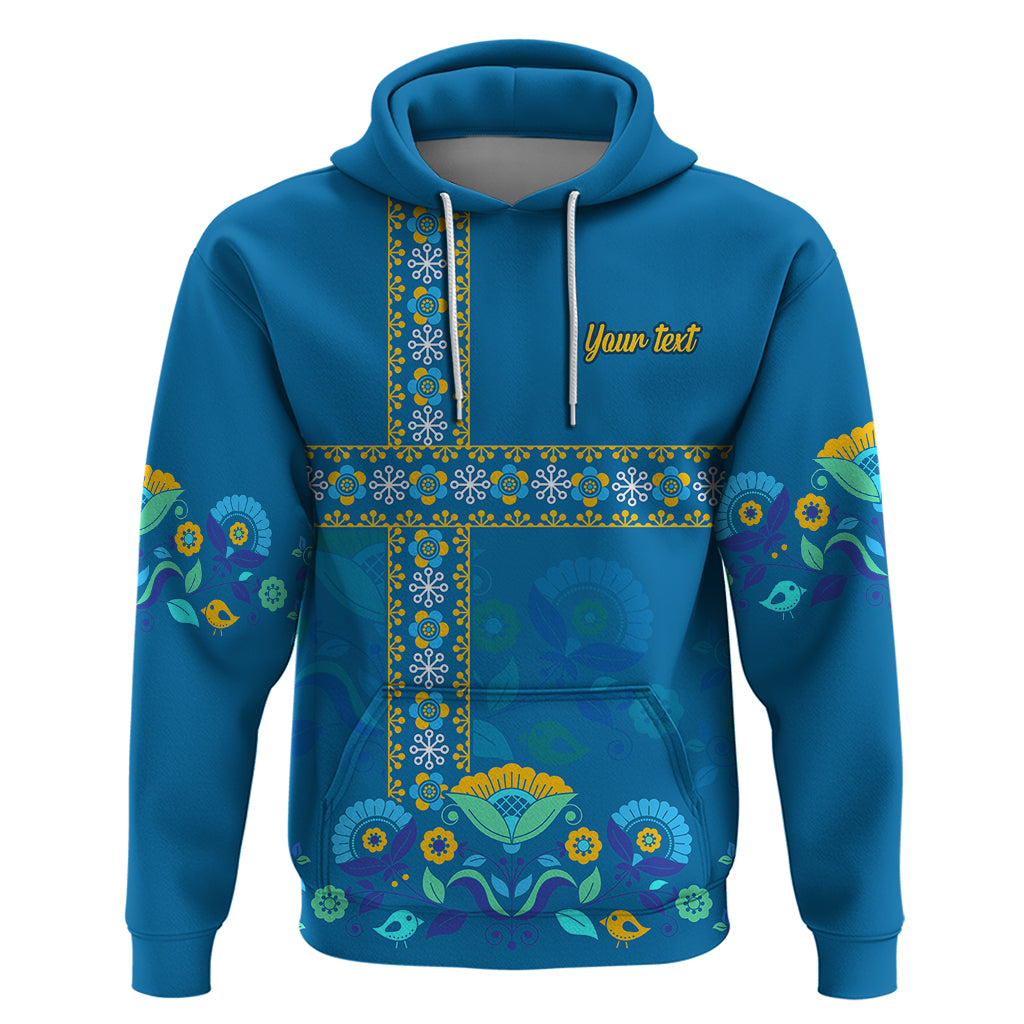 Custom Sweden Hoodie Konungariket Sverige Scandinavian Pattern - Wonder Print Shop