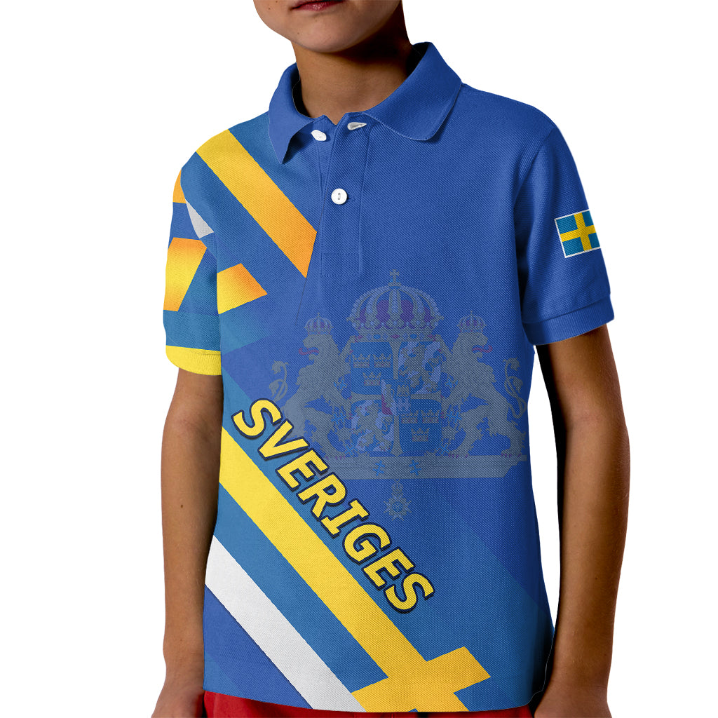 Sweden National Day Kid Polo Shirt Sveriges Nationaldag Flag Style - Wonder Print Shop