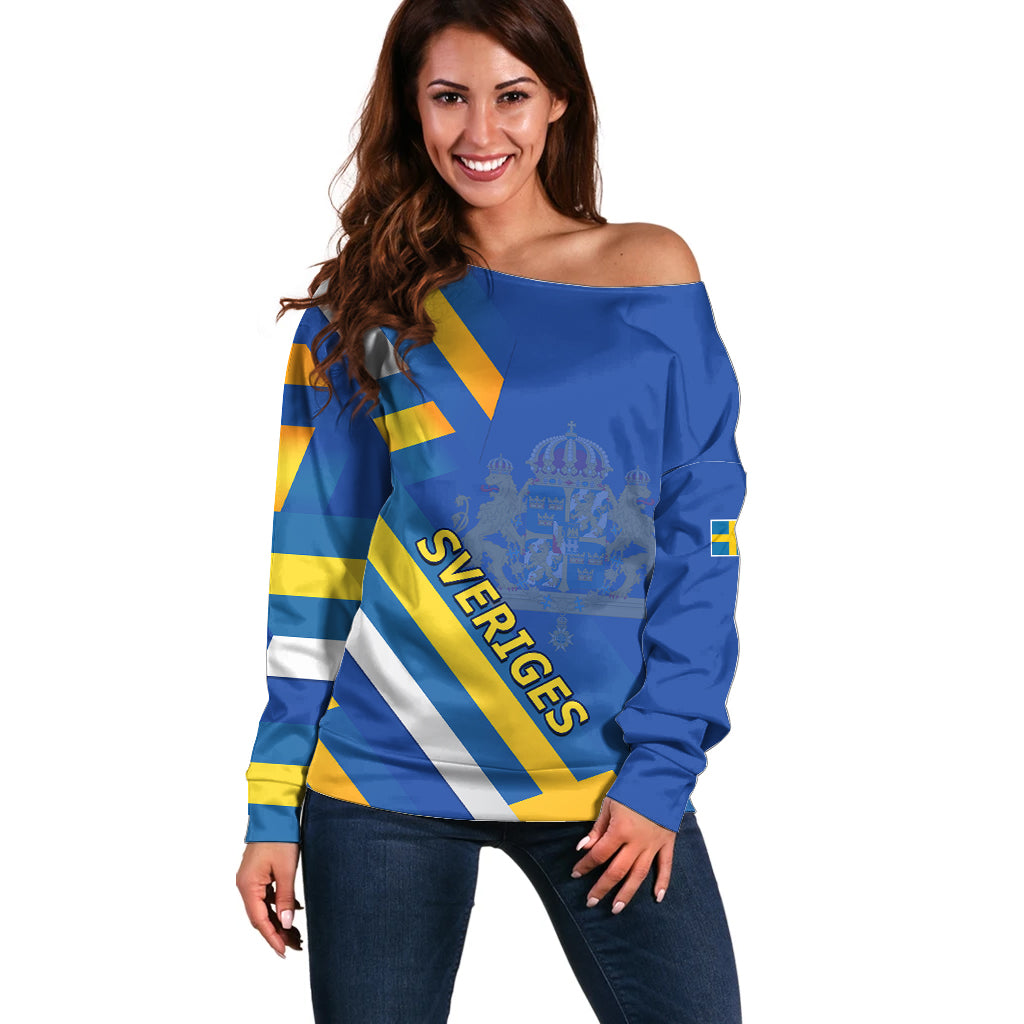 Sweden National Day Off Shoulder Sweater Sveriges Nationaldag Flag Style - Wonder Print Shop