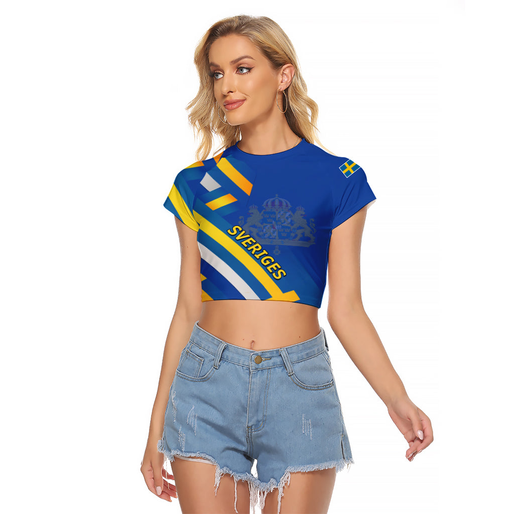 Sweden National Day Raglan Cropped T Shirt Sveriges Nationaldag Flag Style - Wonder Print Shop