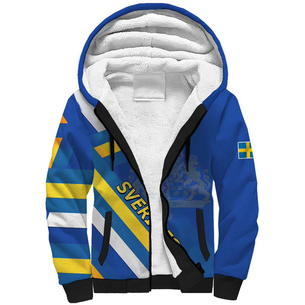 Sweden National Day Sherpa Hoodie Sveriges Nationaldag Flag Style - Wonder Print Shop