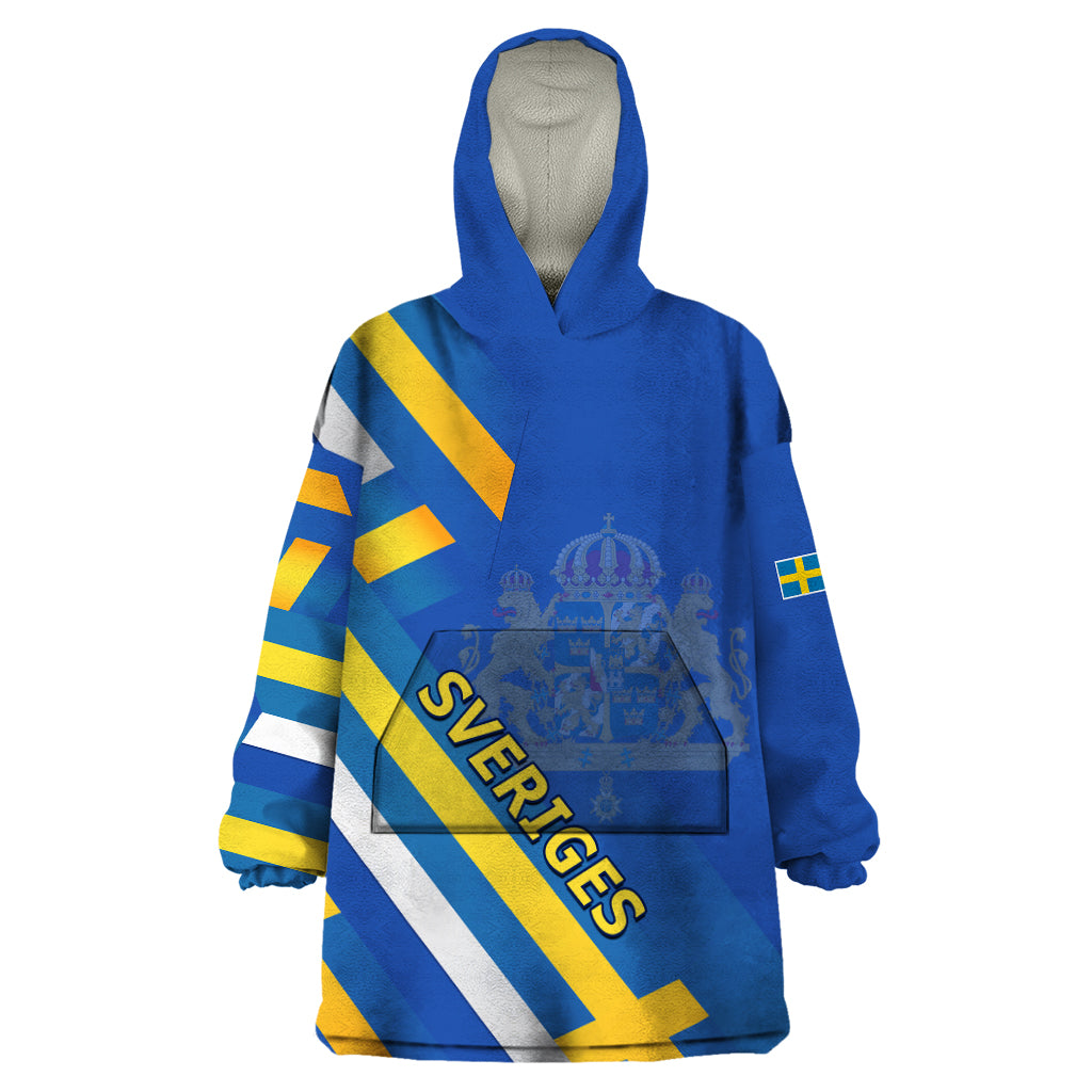 Sweden National Day Wearable Blanket Hoodie Sveriges Nationaldag Flag Style - Wonder Print Shop