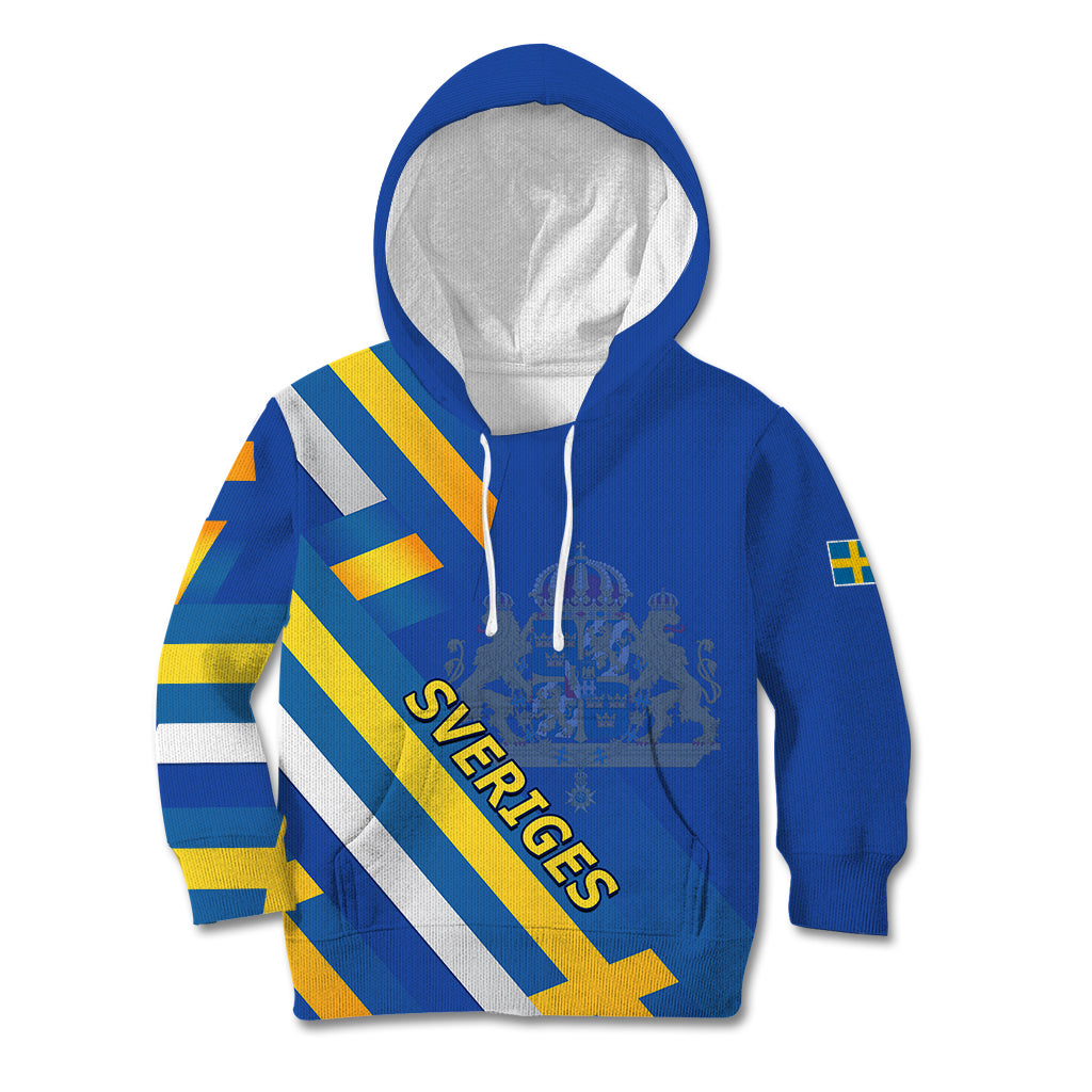 Custom Sweden National Day Kid Hoodie Sveriges Nationaldag Flag Style - Wonder Print Shop