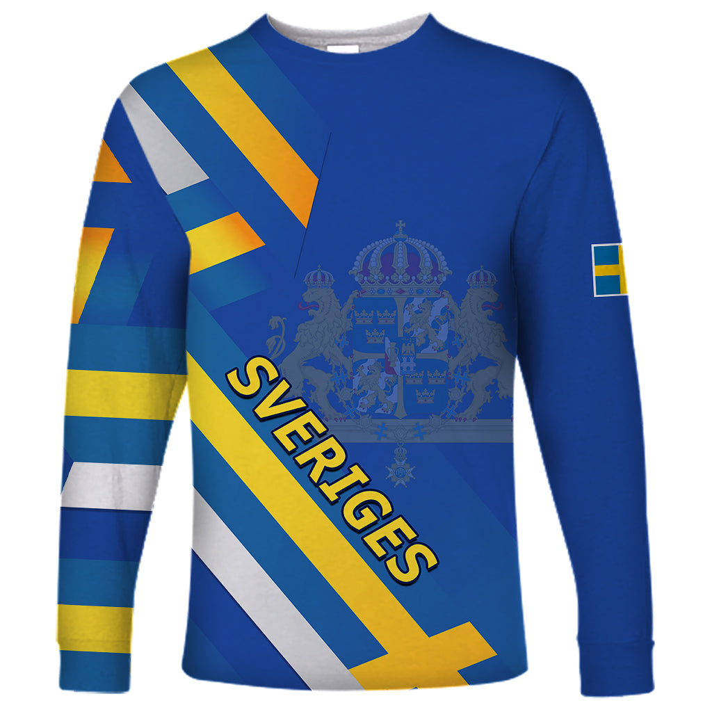 Custom Sweden National Day Long Sleeve Shirt Sveriges Nationaldag Flag Style - Wonder Print Shop