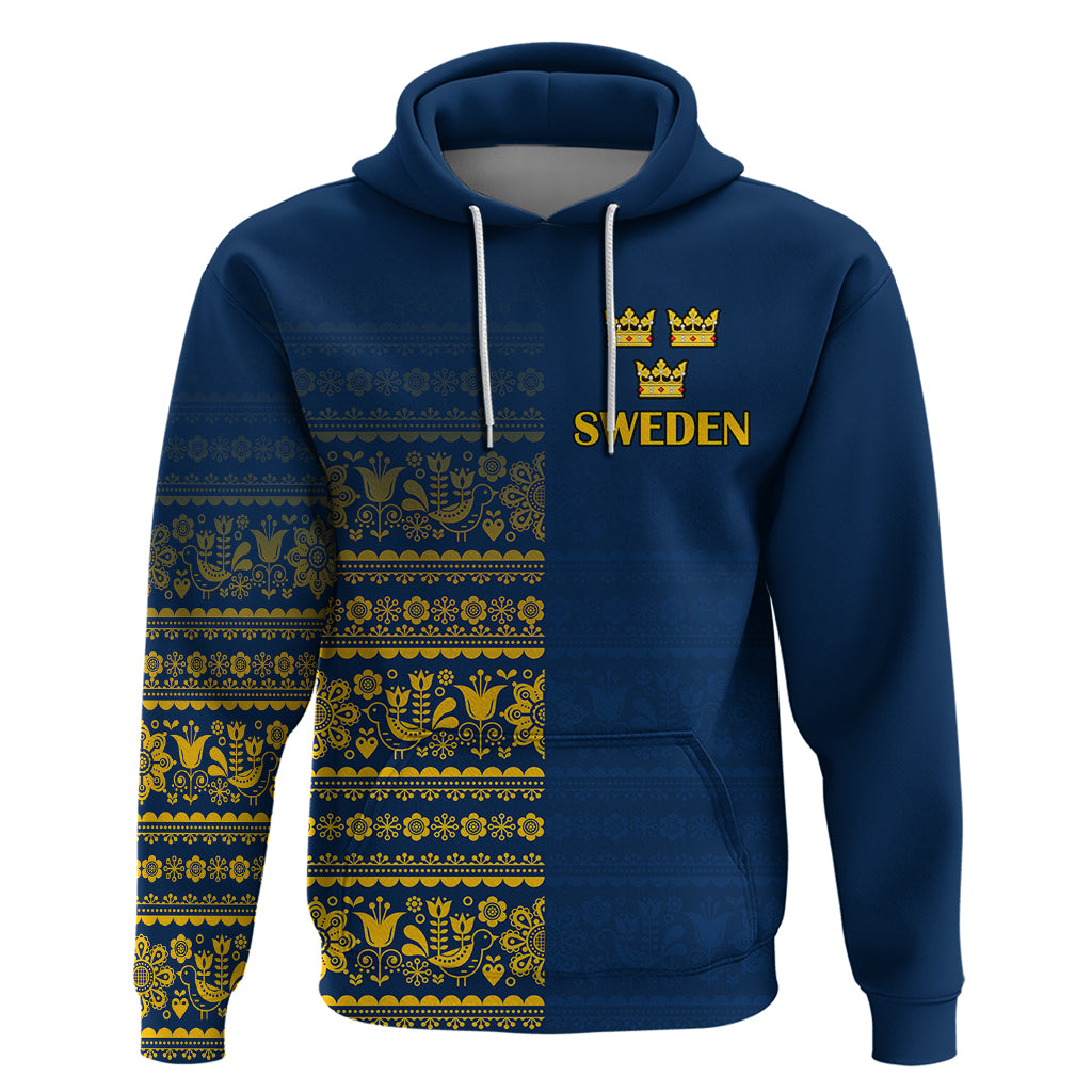 Sweden Tre Kronor Hoodie Sverige With Half Scandinavian Design - Wonder Print Shop