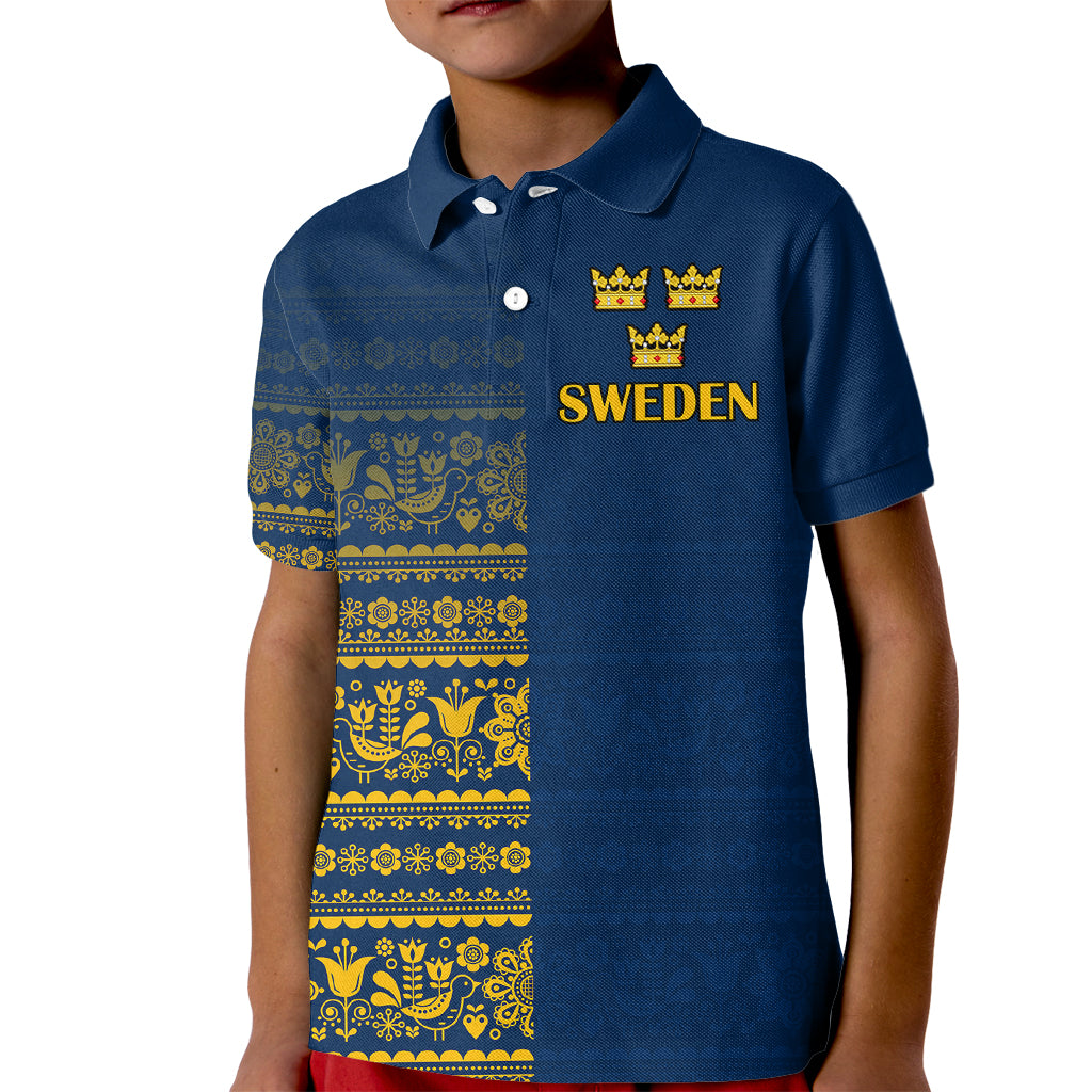 Sweden Tre Kronor Kid Polo Shirt Sverige With Half Scandinavian Design - Wonder Print Shop