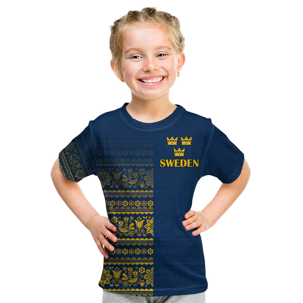 Sweden Tre Kronor Kid T Shirt Sverige With Half Scandinavian Design - Wonder Print Shop