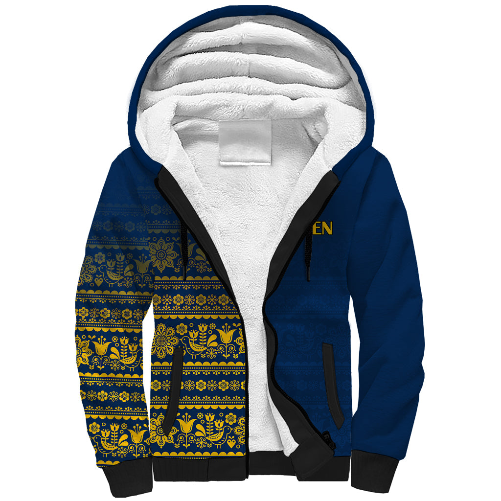 Sweden Tre Kronor Sherpa Hoodie Sverige With Half Scandinavian Design - Wonder Print Shop