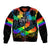 Canada LGBT History Month Bomber Jacket Hugging Rainbow Maple Leaves LT9 - Wonder Print Shop