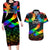 Canada LGBT History Month Couples Matching Long Sleeve Bodycon Dress and Hawaiian Shirt Hugging Rainbow Maple Leaves LT9 - Wonder Print Shop