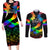 Canada LGBT History Month Couples Matching Long Sleeve Bodycon Dress and Long Sleeve Button Shirts Hugging Rainbow Maple Leaves LT9 - Wonder Print Shop