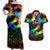 Canada LGBT History Month Couples Matching Off Shoulder Maxi Dress and Hawaiian Shirt Hugging Rainbow Maple Leaves LT9 - Wonder Print Shop