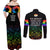 Canada LGBT History Month Couples Matching Off Shoulder Maxi Dress and Long Sleeve Button Shirts Hugging Rainbow Maple Leaves LT9 - Wonder Print Shop