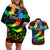 Canada LGBT History Month Couples Matching Off Shoulder Short Dress and Hawaiian Shirt Hugging Rainbow Maple Leaves LT9 - Wonder Print Shop