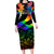 Canada LGBT History Month Long Sleeve Bodycon Dress Hugging Rainbow Maple Leaves - Wonder Print Shop