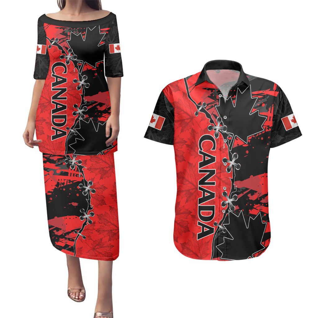 Canada Womens Soccer Couples Matching Puletasi Dress and Hawaiian Shirt Go Canucks Maple Leaf 2023 LT9 - Wonder Print Shop