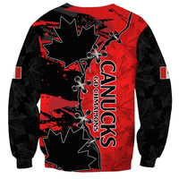Unisex soccer sweatshirt in red and black with maple leaf and CANUCKS print