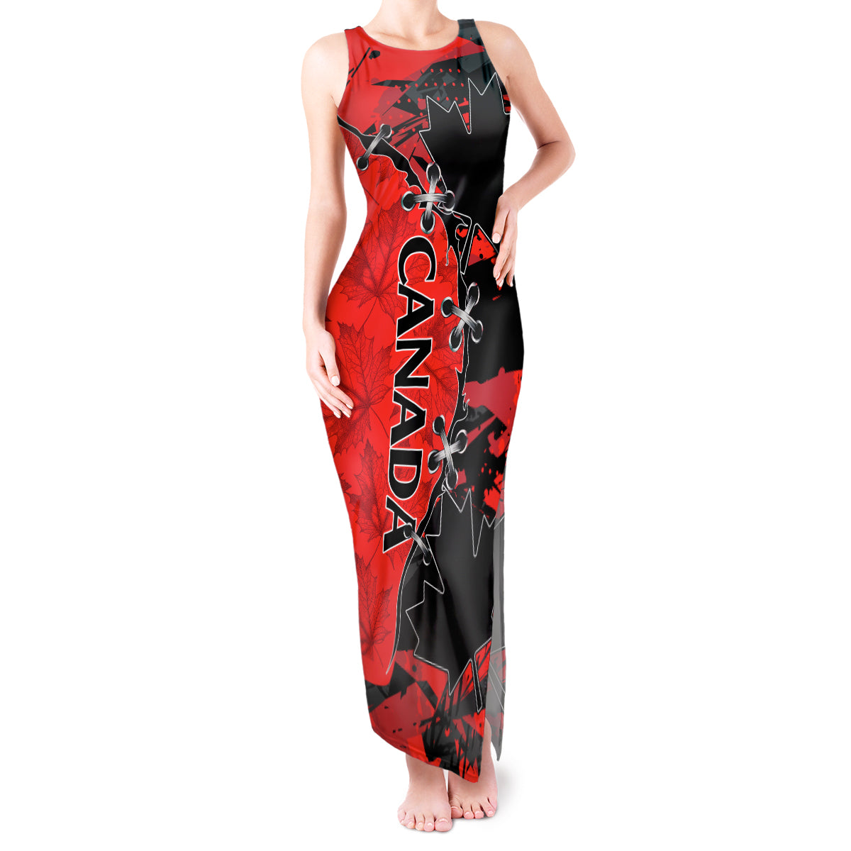 Canada Womens Soccer Tank Maxi Dress Go Canucks Maple Leaf 2023 - Wonder Print Shop