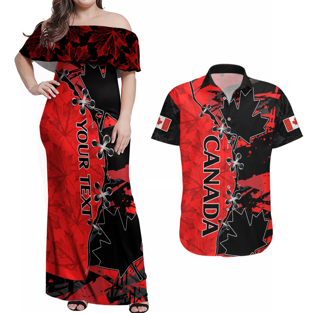 Custom Canada Womens Soccer Couples Matching Off Shoulder Maxi Dress and Hawaiian Shirt Go Canucks Maple Leaf 2023 LT9 - Wonder Print Shop