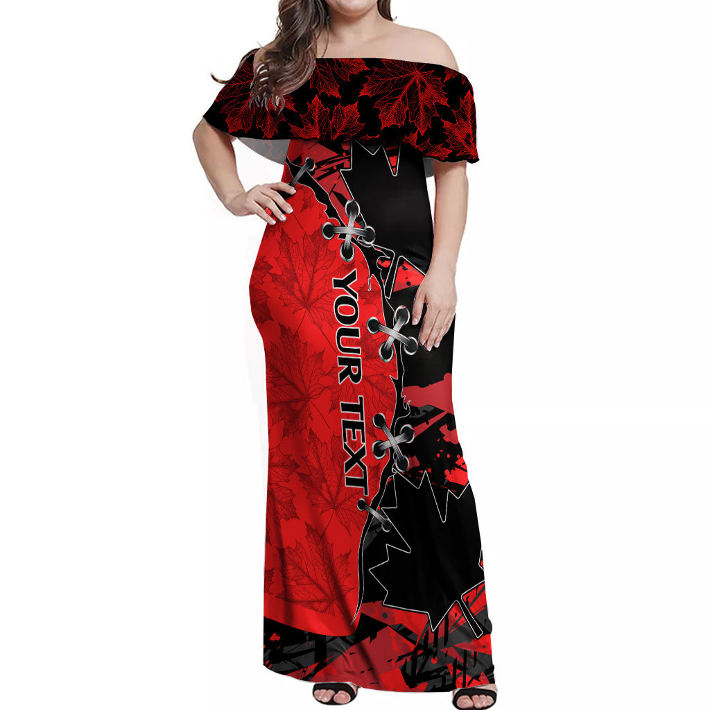 Custom Canada Womens Soccer Off Shoulder Maxi Dress Go Canucks Maple Leaf 2023 - Wonder Print Shop