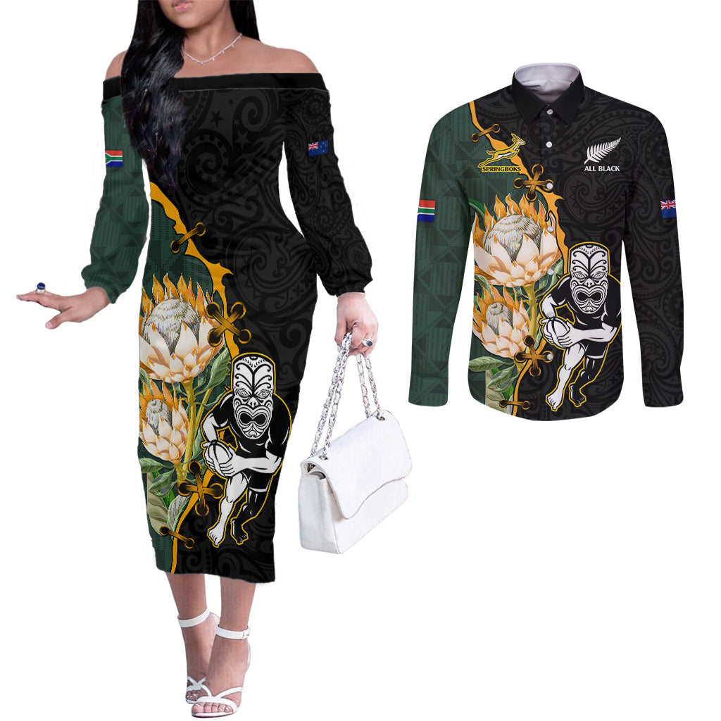 south-africa-protea-and-new-zealand-couples-matching-off-the-shoulder-long-sleeve-dress-and-long-sleeve-button-shirts-go-all-black-springboks-rugby-with-kente-and-maori