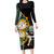 South Africa Protea and New Zealand Long Sleeve Bodycon Dress Go All Black-Springboks Rugby with Kente And Maori - Wonder Print Shop