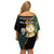 South Africa Protea and New Zealand Off Shoulder Short Dress Go All Black-Springboks Rugby with Kente And Maori - Wonder Print Shop