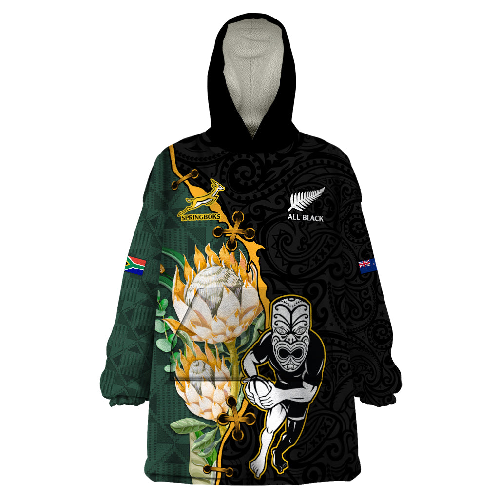 south-africa-protea-and-new-zealand-wearable-blanket-hoodie-go-all-black-springboks-rugby-with-kente-and-maori