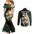 Custom South Africa Protea and New Zealand Couples Matching Mermaid Dress and Long Sleeve Button Shirts Go All Black-Springboks Rugby with Kente And Maori LT9