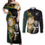 Custom South Africa Protea and New Zealand Couples Matching Off Shoulder Maxi Dress and Long Sleeve Button Shirts Go All Black-Springboks Rugby with Kente And Maori LT9 - Wonder Print Shop