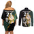 Custom South Africa Protea and New Zealand Couples Matching Off Shoulder Short Dress and Long Sleeve Button Shirts Go All Black-Springboks Rugby with Kente And Maori LT9 - Wonder Print Shop