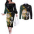 Custom South Africa Protea and New Zealand Couples Matching Off The Shoulder Long Sleeve Dress and Long Sleeve Button Shirts Go All Black-Springboks Rugby with Kente And Maori LT9