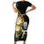 Custom South Africa Protea and New Zealand Short Sleeve Bodycon Dress Go All Black-Springboks Rugby with Kente And Maori - Wonder Print Shop