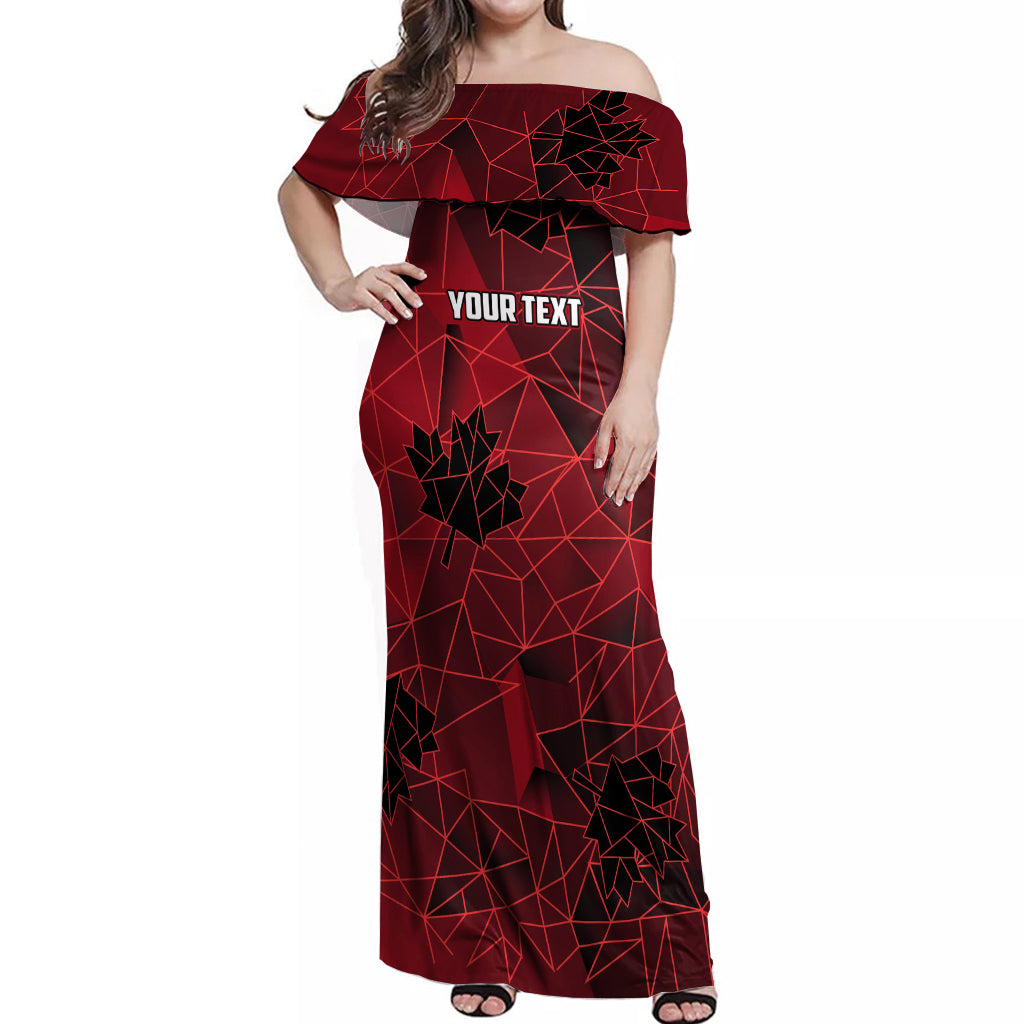 Custom Canada Soccer Off Shoulder Maxi Dress Ladies Replica 2023 National Team - Wonder Print Shop